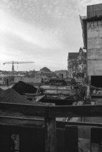 1976, Paris, Rive droite, Les Halles, construction site.