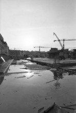 1976, Paris, Rive droite, Les Halles, construction site.
