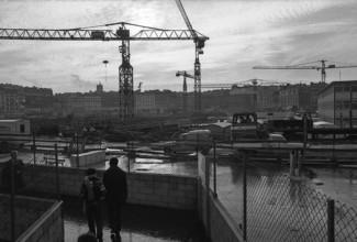 1976, Paris, Rive droite, Les Halles, construction site.