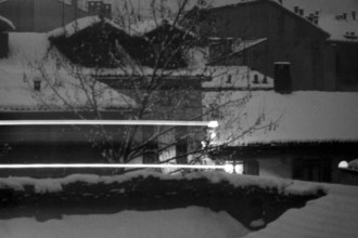 1975, Milan, Navigli winter with snow.