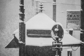 1975, Milan, Navigli winter with snow.