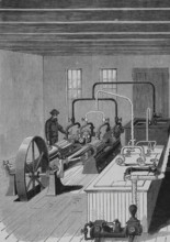 Application of cold to industry. Raoul Pictect system. Interior of an ice factory, capable of