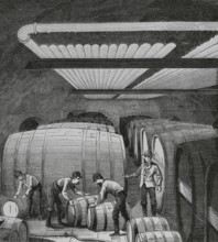 Application of cold to industry. Raoul Pictect system. Interior view of a large beer factory.