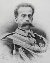 Umberto I (1844-1900). King of Italy (1878-1900). House of Savoy. Portrait. Drawing by A. Perea.