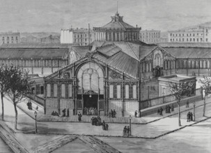 Barcelona, Catalonia, Spain. Exterior view of the new San Antonio Market (Mercat de Sant Antoni).