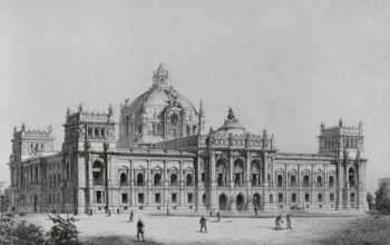 Berlin, Germany. Design of the Reichstag building by the architect Paul Wallot (1841-1912) in 1882.