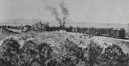 Spain. Ferrocarril del Noroeste (North Western Railway). 8 July 1884. Collision of two trains on