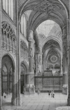 Spain. Burgos Cathedral. Inside view. Crossing. Drawing by Antonio Hebert. Engraving by Severini.