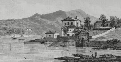 History of Spain. Island of San Simon, in the Vigo estuary. Pontevedra province, Galicia, Spain.