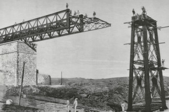 Salamanca, Spain. Laying of a bridge on the railway line from Salamanca to the Portuguese border.