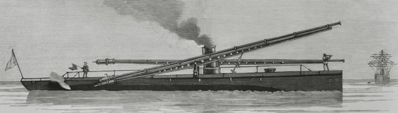 Gun for firing dynamite projectiles. It was tested at Fort Hamilton, one of the US Army