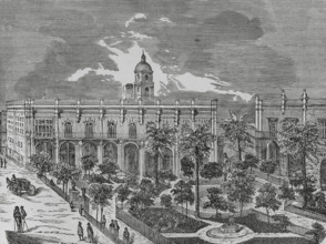 Havana, Cuba. View of the Plaza de Armas, featuring the Palace of the Captains-General. Engraving.