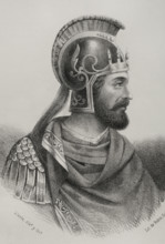 Hannibal Barca (247-183 BC). Carthaginian general and statesman. Portrait. Drawing by Llanta.