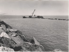 Breakwater dam. Marina di Pisa, Italy,