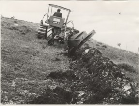 Reforestation a tractor machine preparing the field