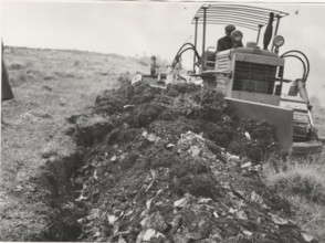 Reforestation a tractor machine preparing the field