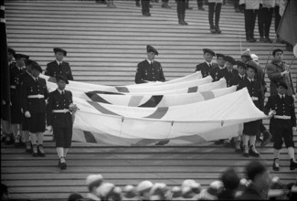 Olympic Games Grenoble 1968: Opening ceremony; Olympic flag.