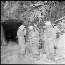 Building site of the railway tunnel Kerenzerberg, around 1960.