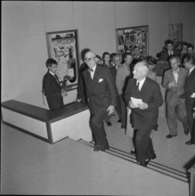 Le Corbusier and Emil Landolt in, Kunsthaus Zurich 1957.