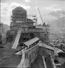 Valeria castle in Sion after earthquake 1946.