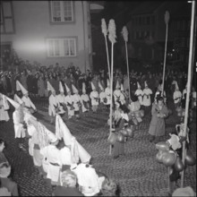 Winter custom, chasing away the demons, Laupen in 1956.