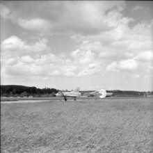 Military jet Mirage III C on military airfield Emmen 1961.