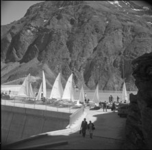 Grande Dixence dam with sailing boats 1966.