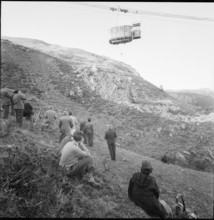 Rescue exercise of the cableway Arosa-Weisshorn 1959.