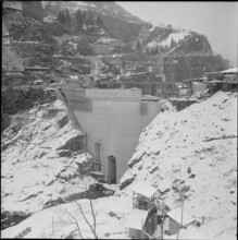 Sambuco dam, building site 1955.