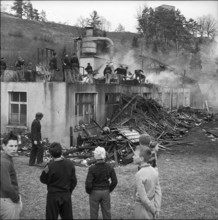 Frutigen; slate factory went up in flames; 1962.