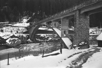 Stone bridge over the Rhine near Truns; 1968.