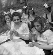 Girls at spring festival in Vico Morcote, 1942.