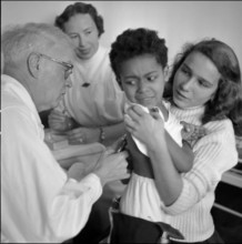 Child vaccinated with Salk vaccine against polio, Lausanne 1956.