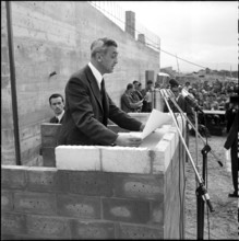 Felix Bloch at laying of the foundation stone of CERN in Meyrin 1955.