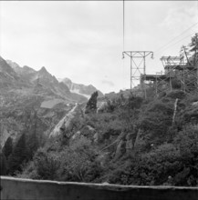 Building site Albigna, freight ropeway 1957.