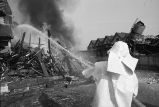 Civil defence people training disaster operation, 1971.