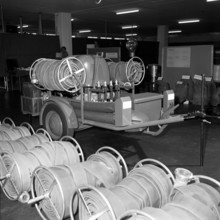 Equipment in the armoury of the civil defence headquarters, 1966.