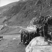 Press conference at the new part of Gotthard pass road 1959.