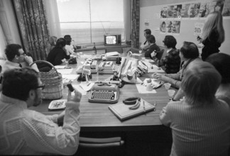 Editorial staff of the Schweizer Illustrierte, conference, 1973.