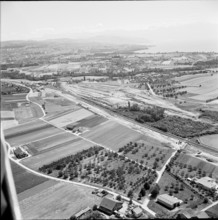 Lonay: Lonay - Denges goods station under construction, aerial photograph 1963.