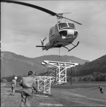 Constructing the Brisen chair lift, 1964.