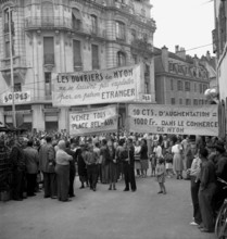 Employees of factory producing matches on strike, 1949.