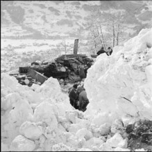 Avalanche in the Montafon valley, clearing work; 1954.