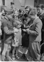 WW 2: children from Basle at the french border, 1945.
