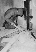 Hungarian refugee as construction worker, Kusnacht 1956.