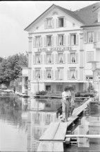 High water in Ennetburgen after landslide 1970.