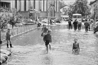 High water in Ennetburgen after landslide 1970.