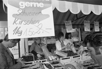 Selling of cherries, 1971.