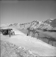 Ski lift near Lenzerheide; 1950.