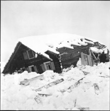 St. Antonien, farmstead destroyed by avalanche; 1954.